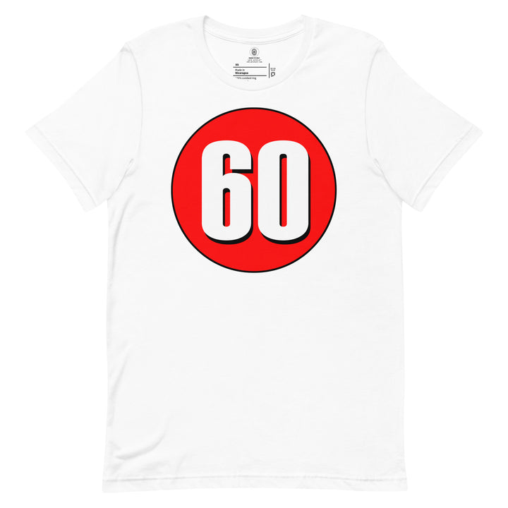 Unisex t-shirt: White on Red 60