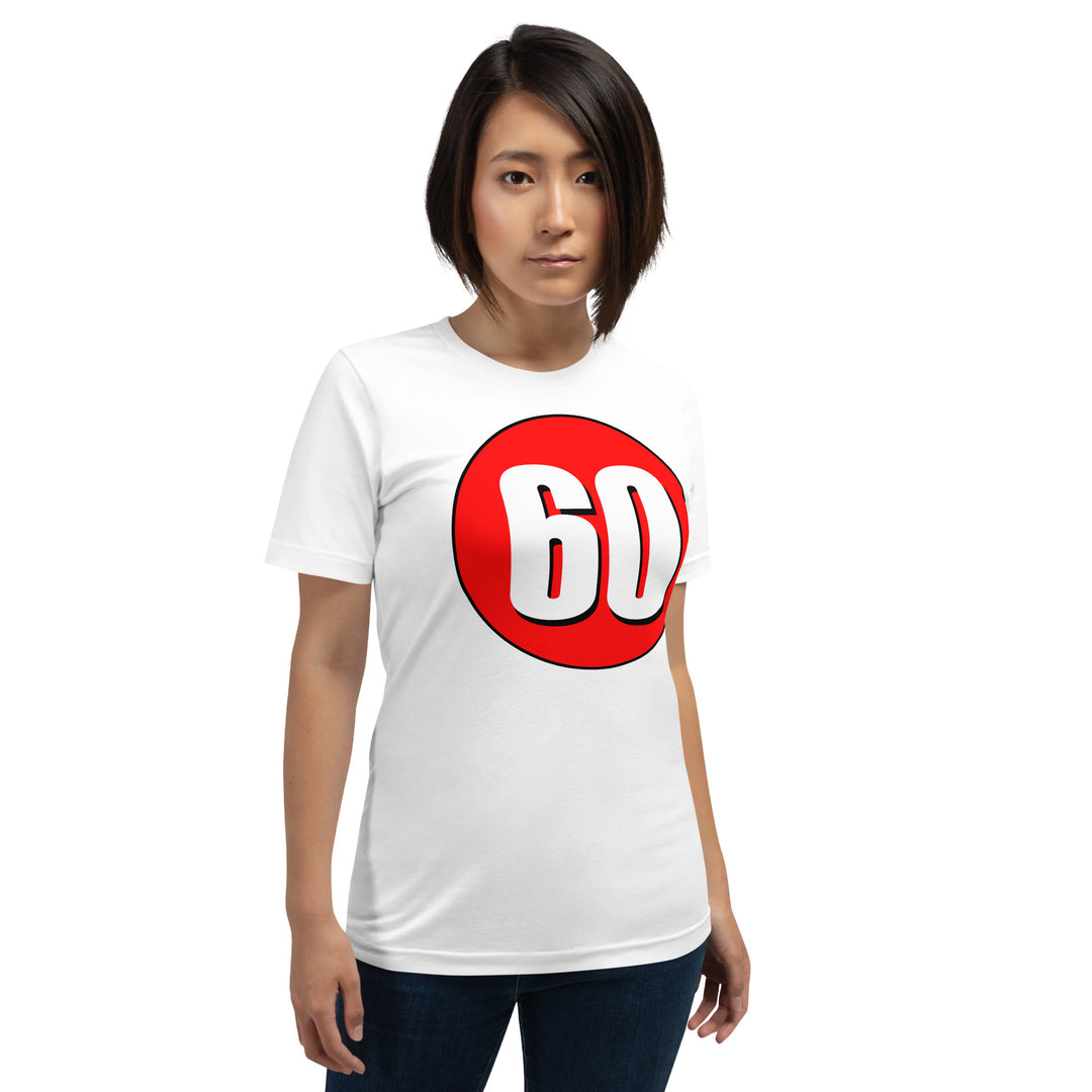 Unisex t-shirt: White on Red 60