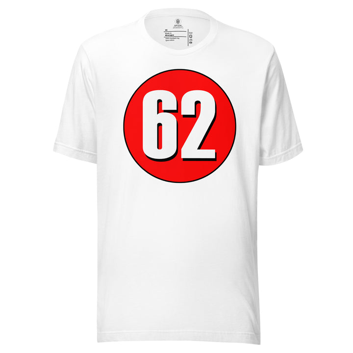 Unisex t-shirt: White on Red 62