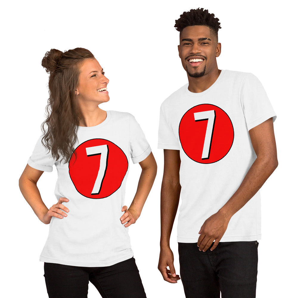 Unisex t-shirt: White on Red 7