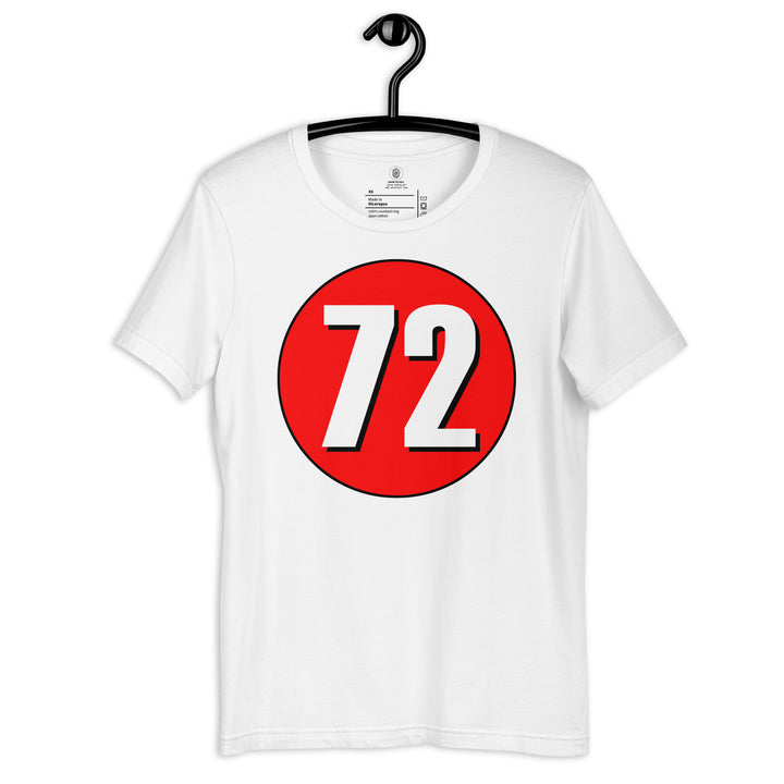 Unisex t-shirt: White on Red 72