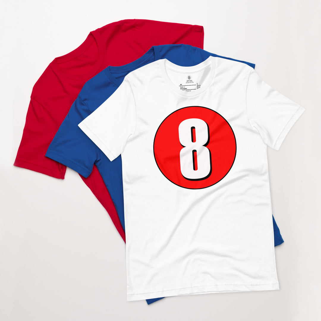 Unisex t-shirt: White on Red 8