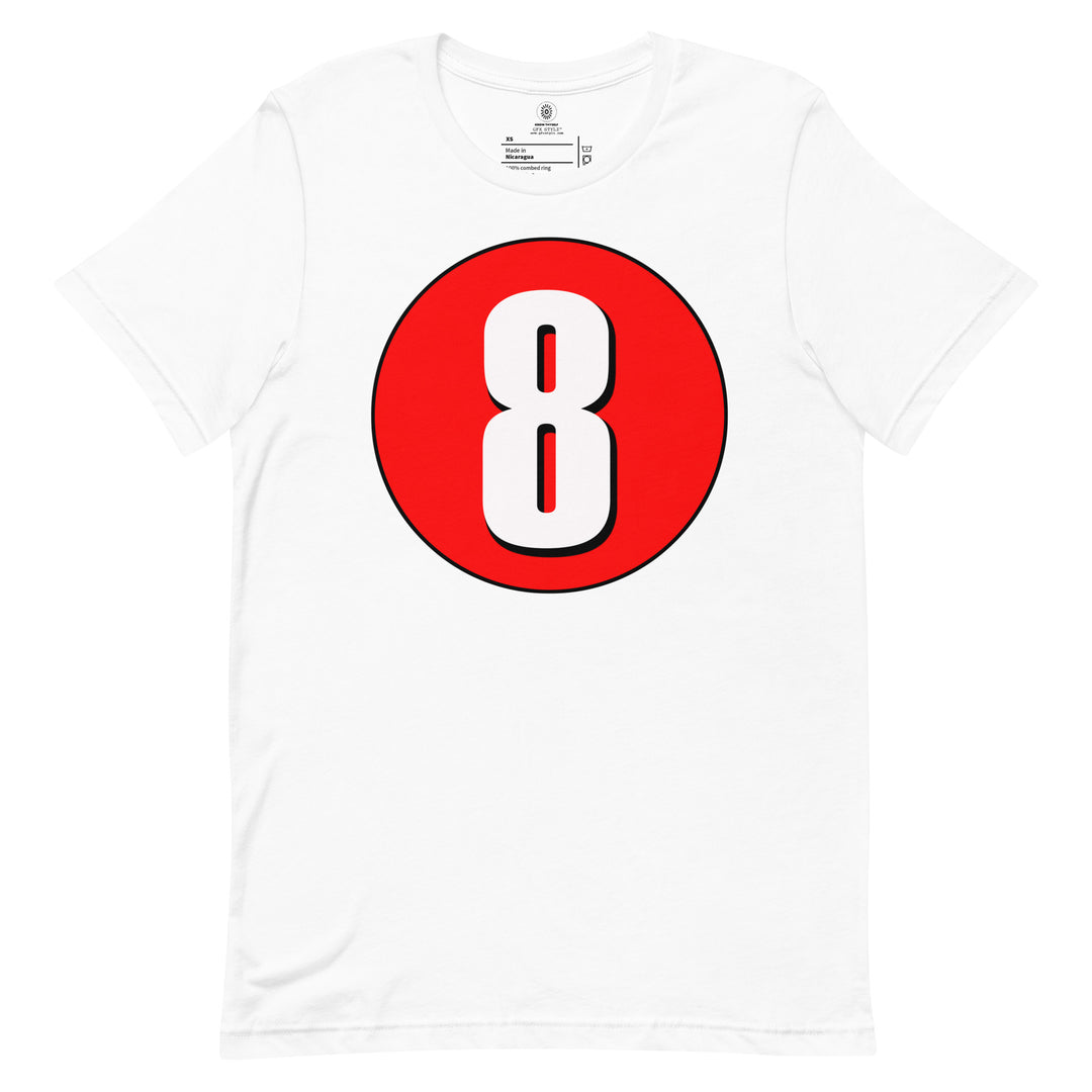 Unisex t-shirt: White on Red 8