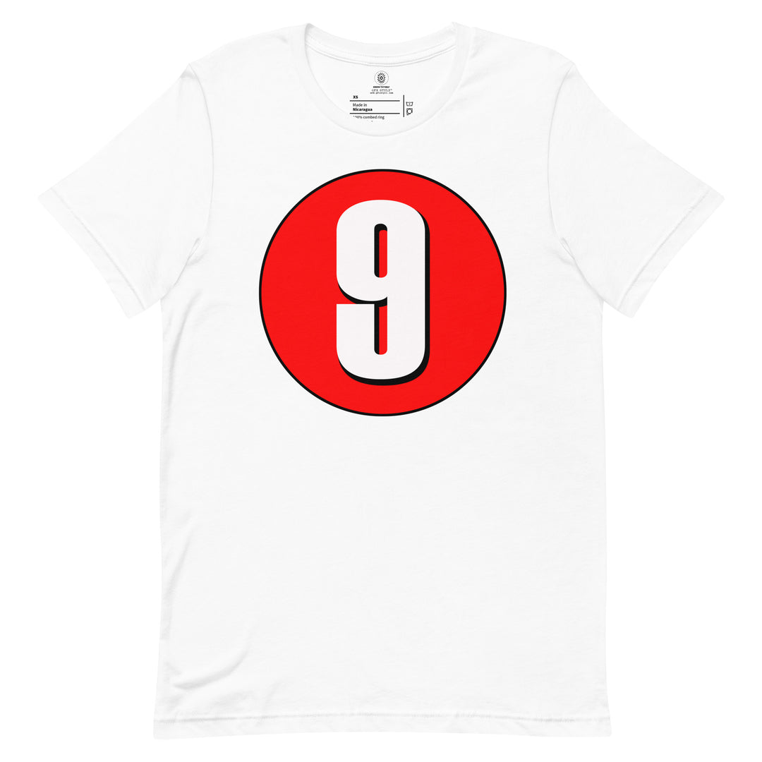 Unisex t-shirt: White on Red 9