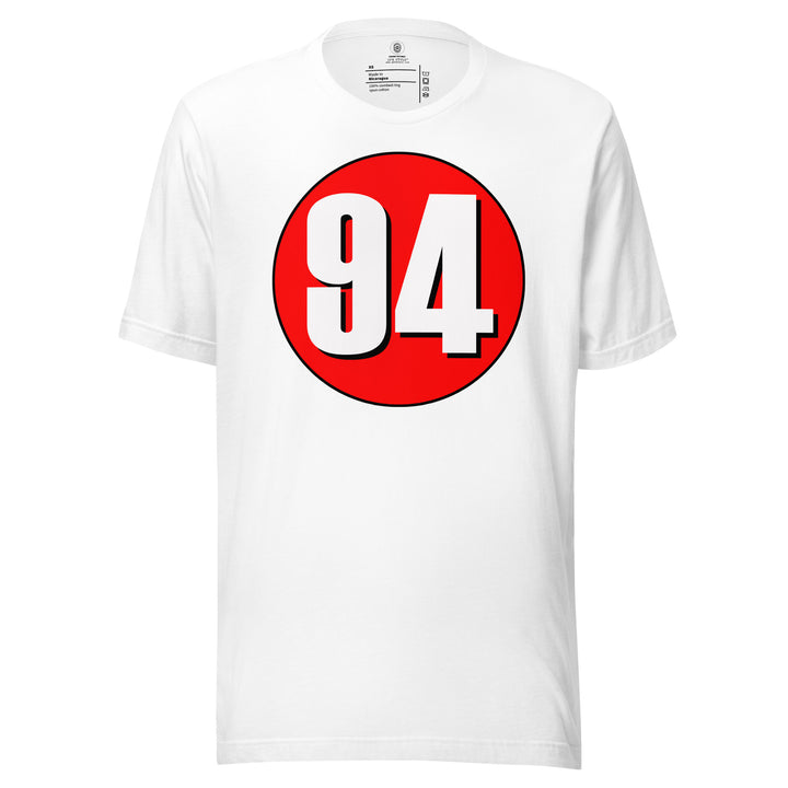 Unisex t-shirt: White on Red 94