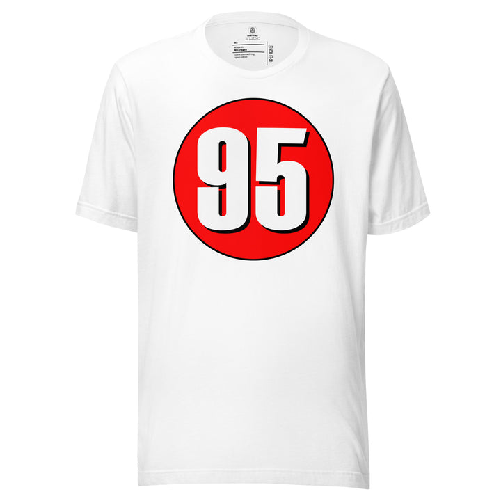 Unisex t-shirt: White on Red 95