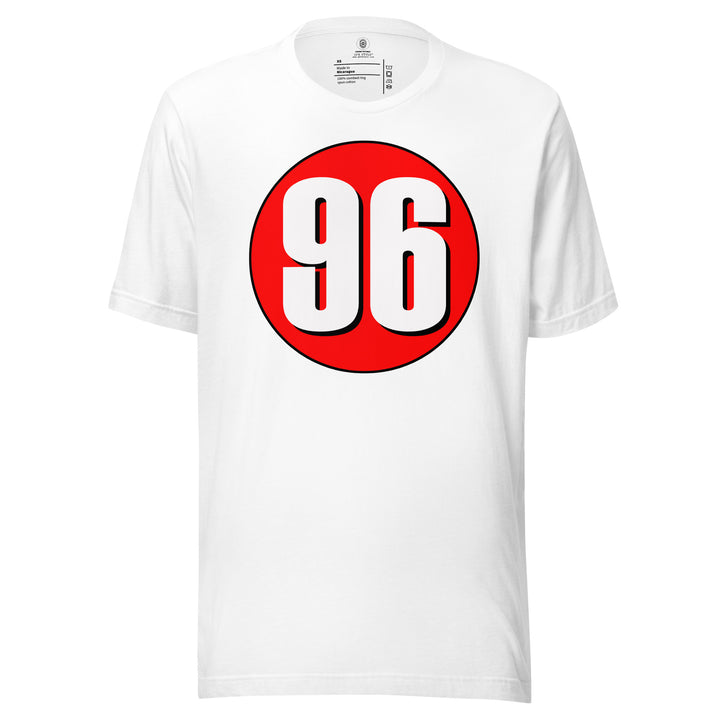 Unisex t-shirt: White on Red 96