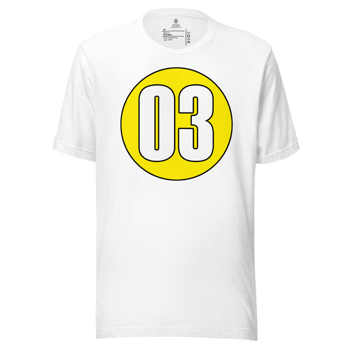 Unisex t-shirt: White on Yellow 03