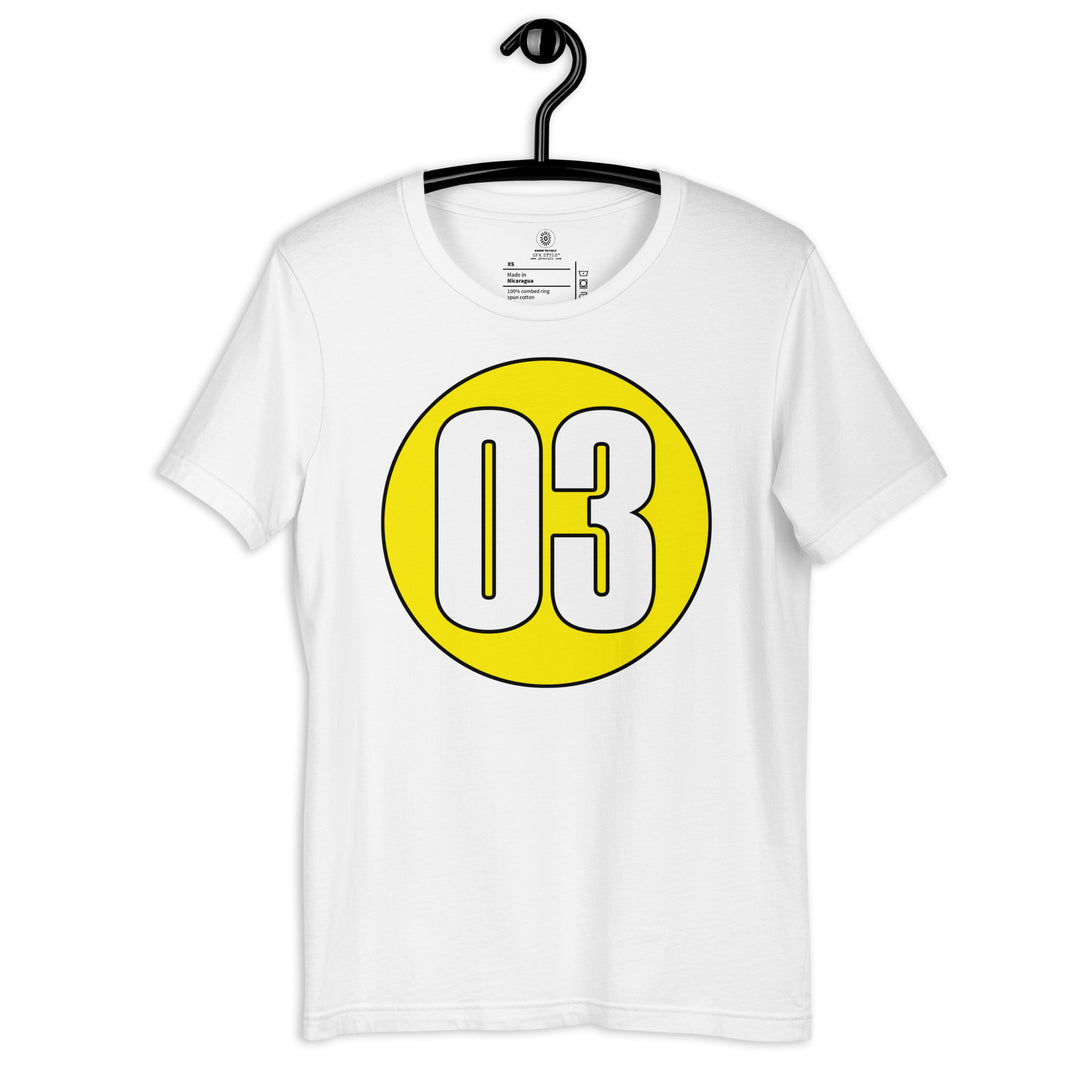 Unisex t-shirt: White on Yellow 03