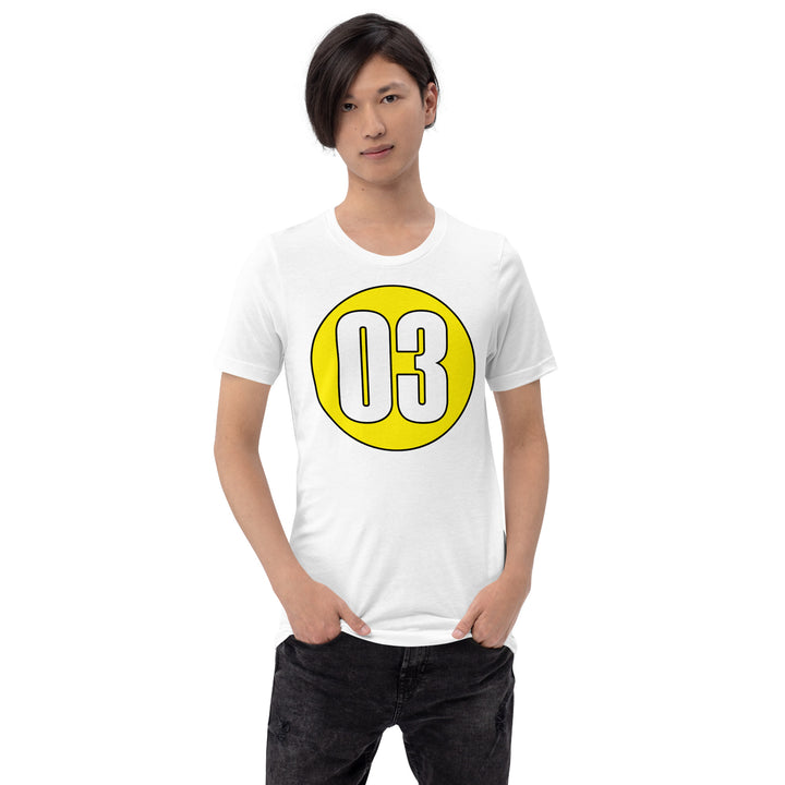 Unisex t-shirt: White on Yellow 03