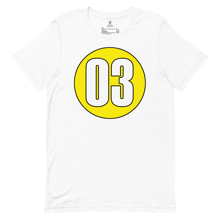 Unisex t-shirt: White on Yellow 03