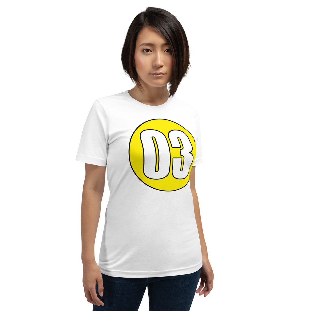 Unisex t-shirt: White on Yellow 03