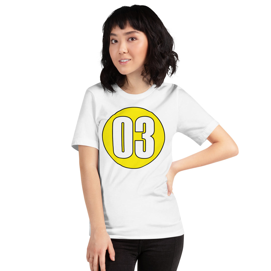 Unisex t-shirt: White on Yellow 03