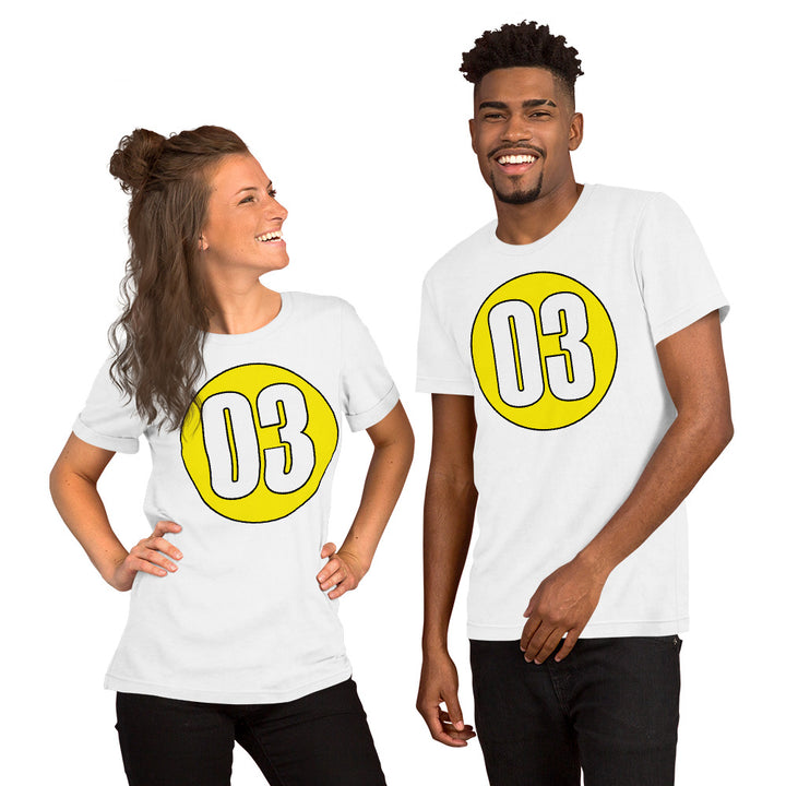 Unisex t-shirt: White on Yellow 03