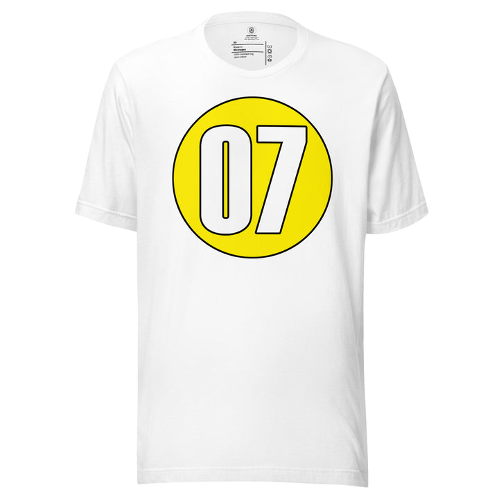 Unisex t-shirt: White on Yellow 07