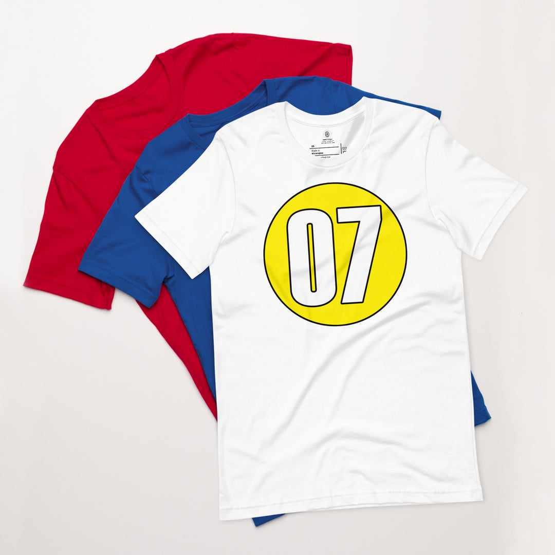 Unisex t-shirt: White on Yellow 07