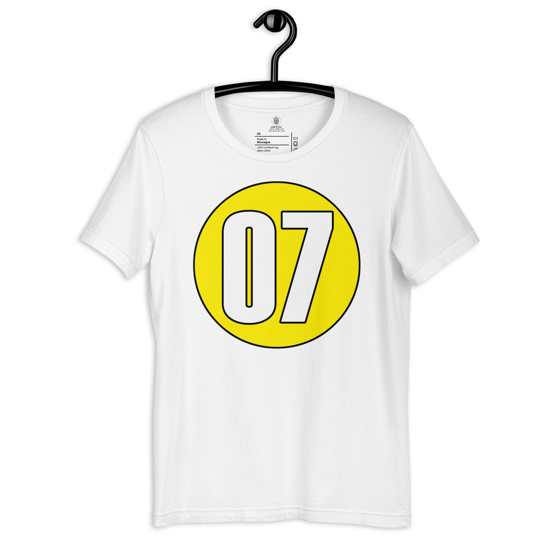 Unisex t-shirt: White on Yellow 07