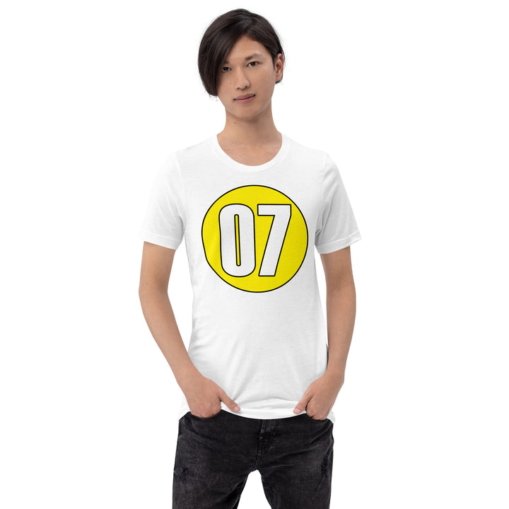 Unisex t-shirt: White on Yellow 07