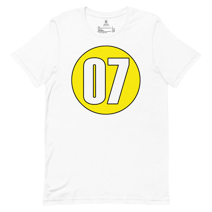 Unisex t-shirt: White on Yellow 07