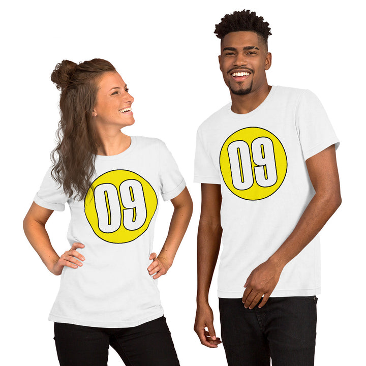 Unisex t-shirt: White on Yellow 09