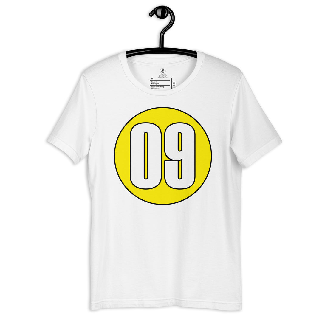 Unisex t-shirt: White on Yellow 09