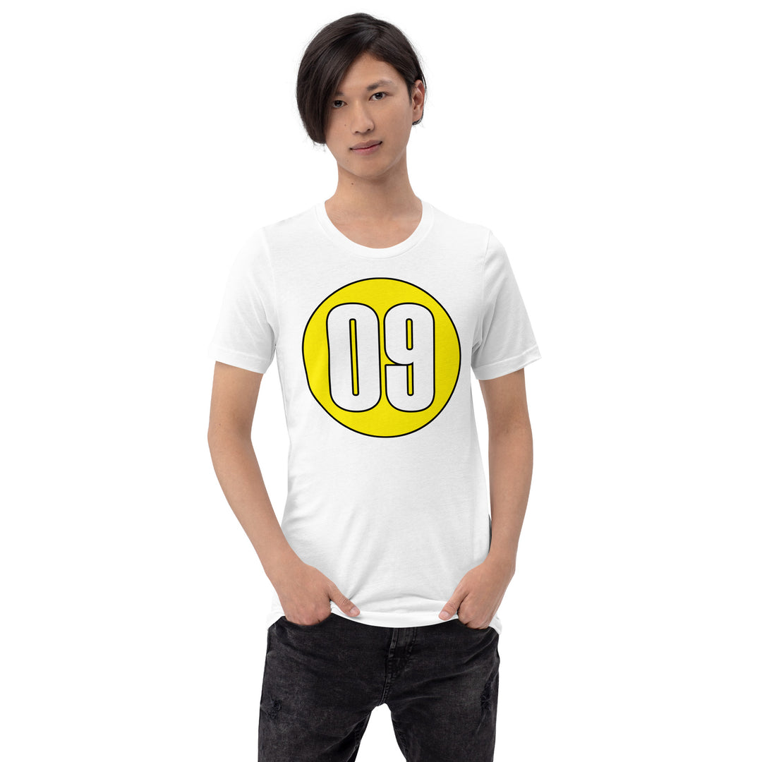 Unisex t-shirt: White on Yellow 09