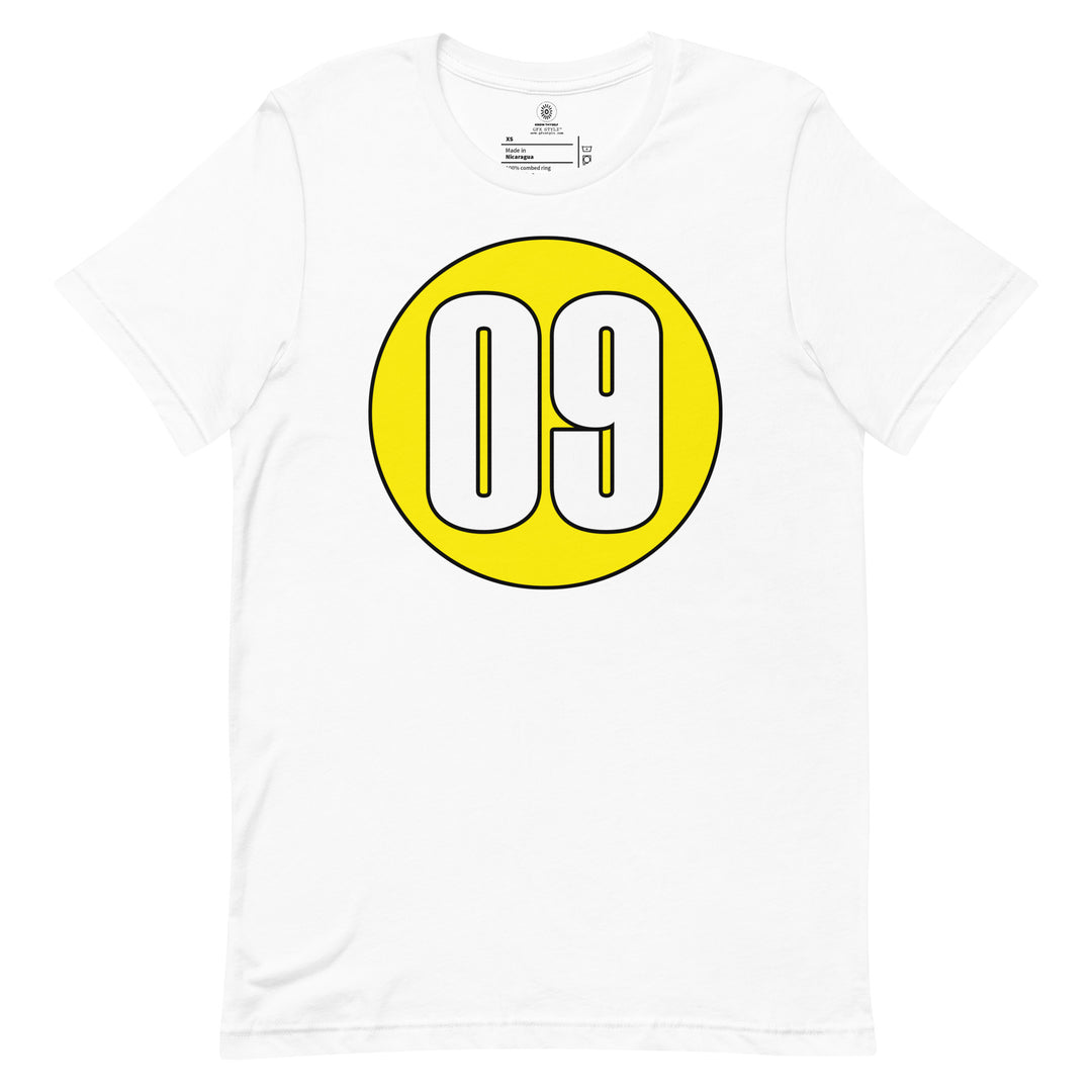 Unisex t-shirt: White on Yellow 09