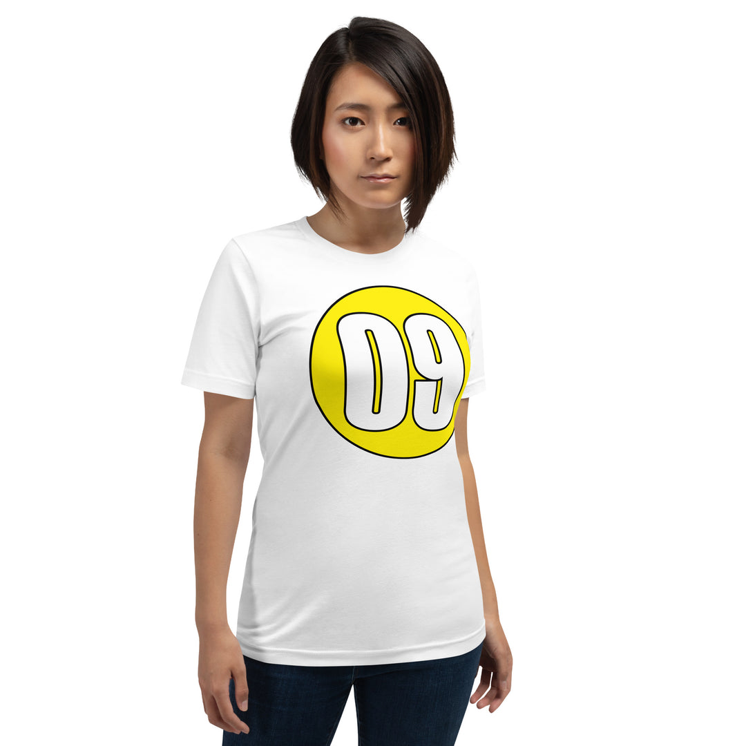 Unisex t-shirt: White on Yellow 09