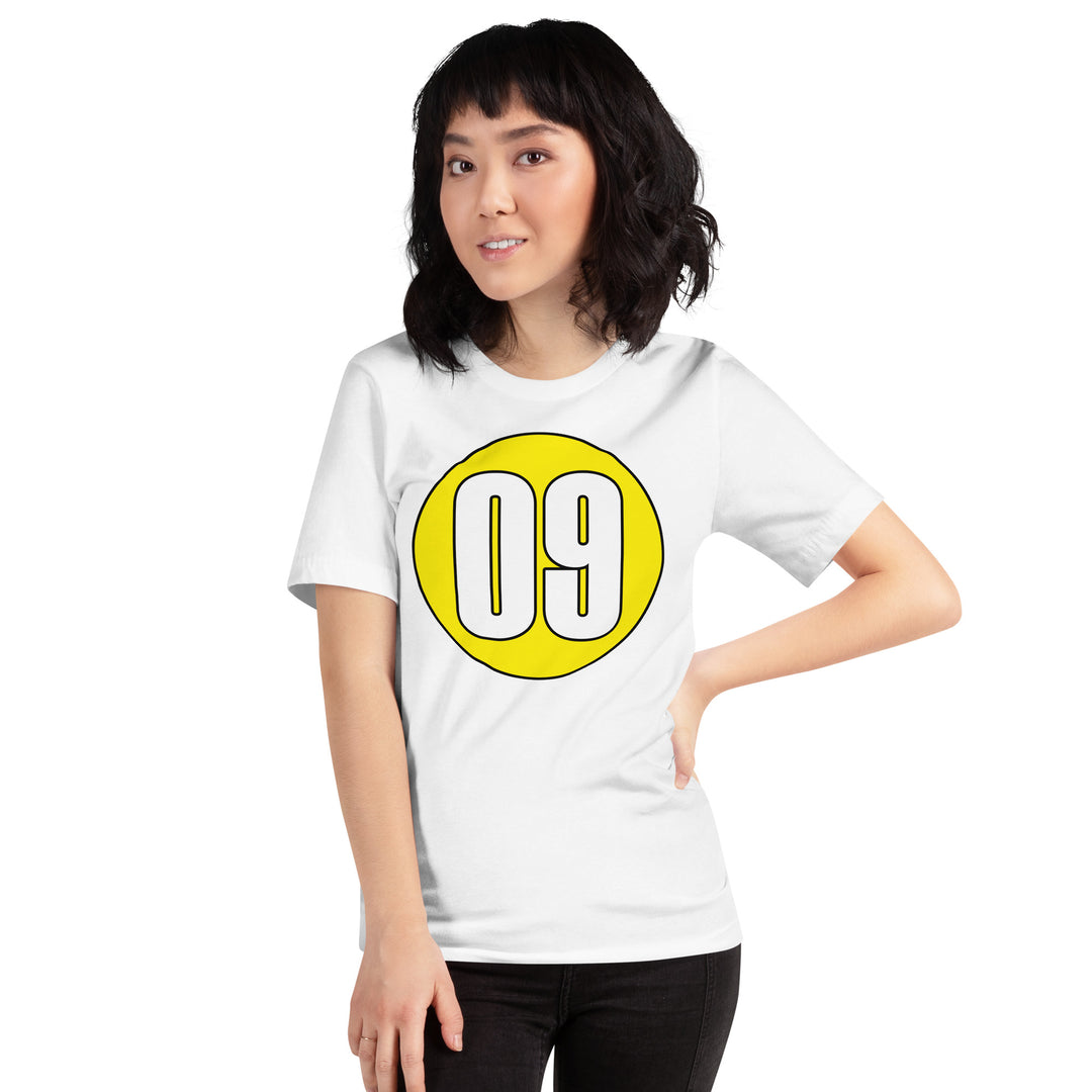 Unisex t-shirt: White on Yellow 09