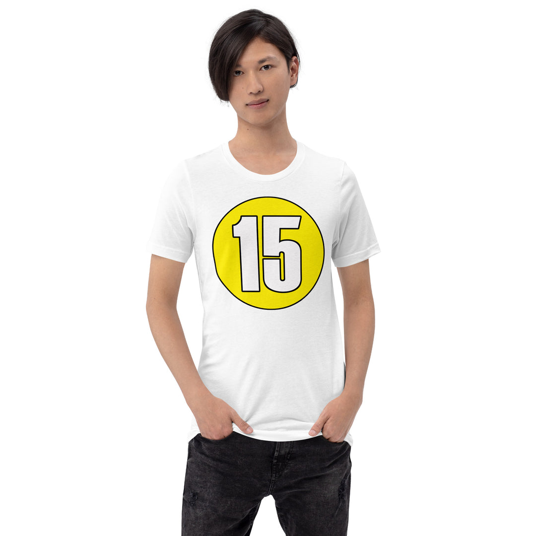 Unisex t-shirt: White on Yellow 15