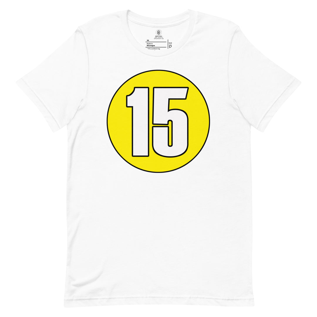 Unisex t-shirt: White on Yellow 15