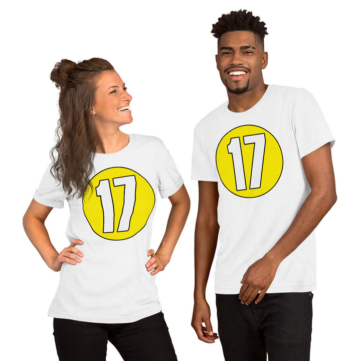 Unisex t-shirt: White on Yellow 17