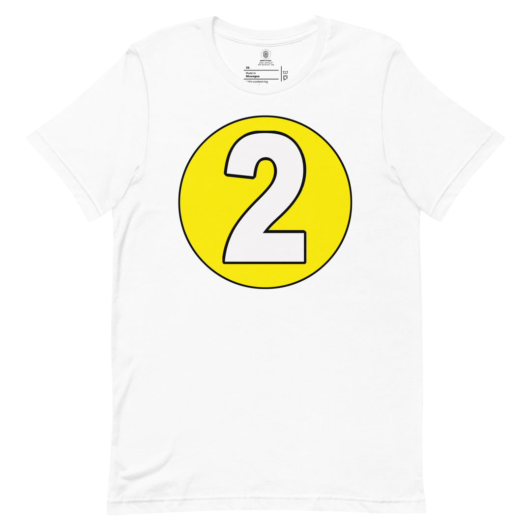 Unisex t-shirt: White on Yellow 2