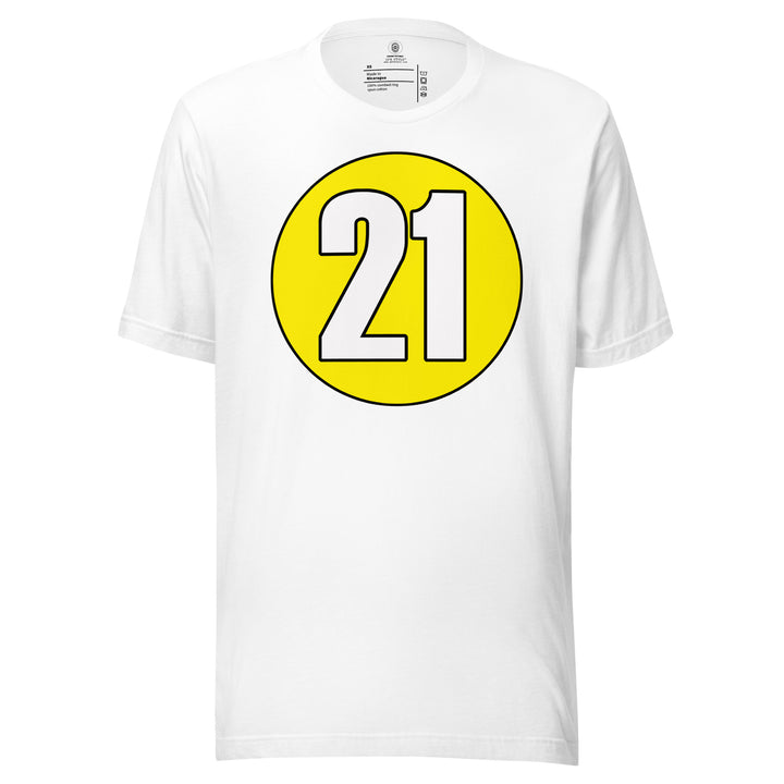 Unisex t-shirt: White on Yellow 21