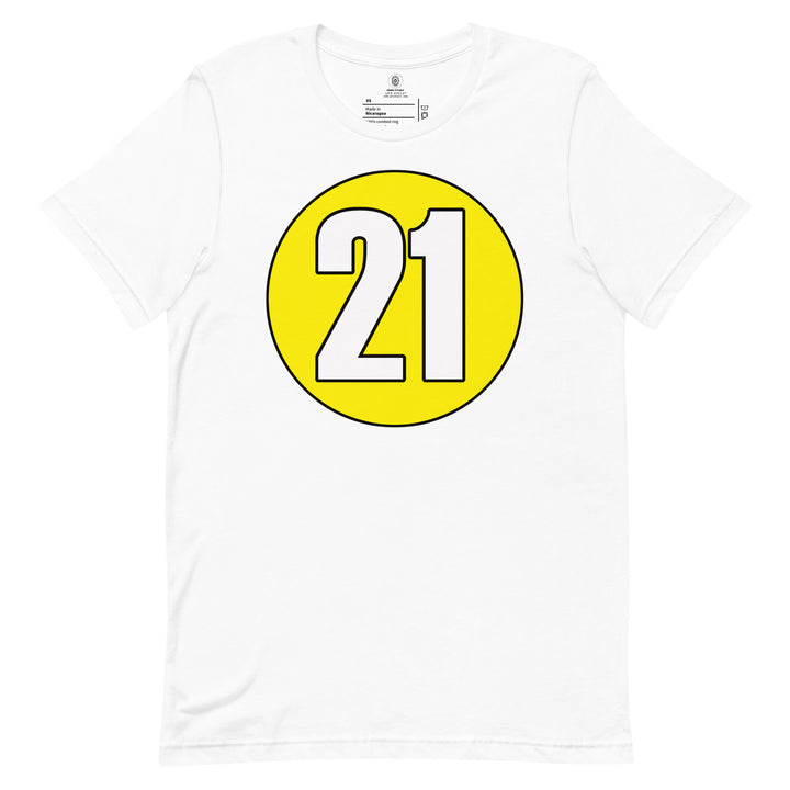 Unisex t-shirt: White on Yellow 21