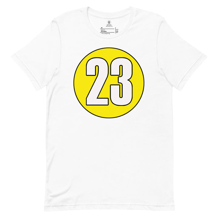 Unisex t-shirt: White on Yellow 23