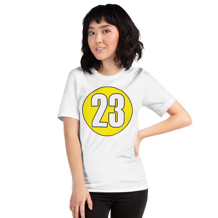 Unisex t-shirt: White on Yellow 23