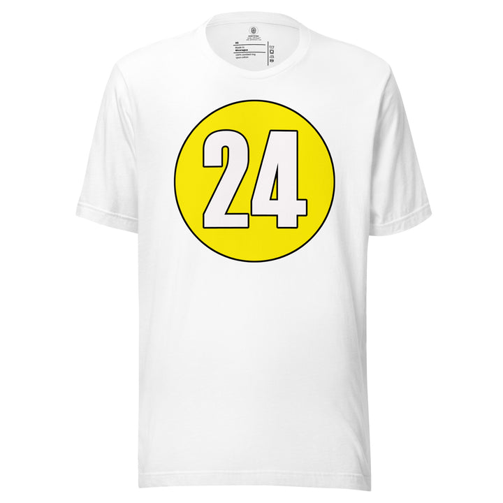 Unisex t-shirt: White on Yellow 24