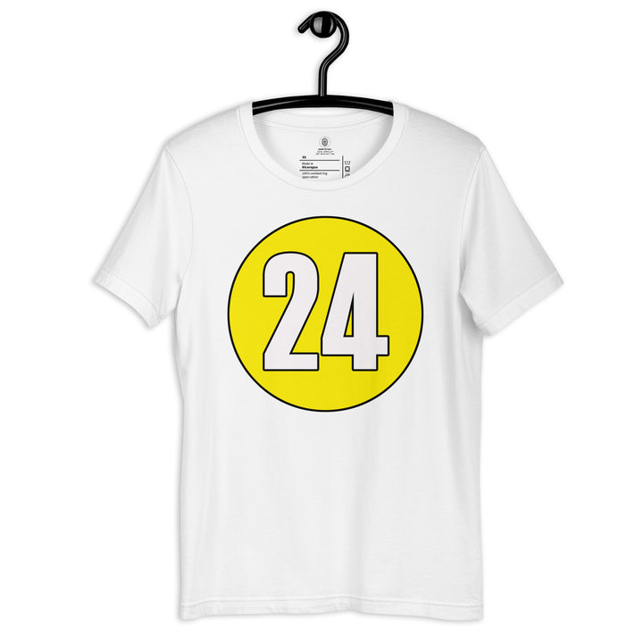 Unisex t-shirt: White on Yellow 24