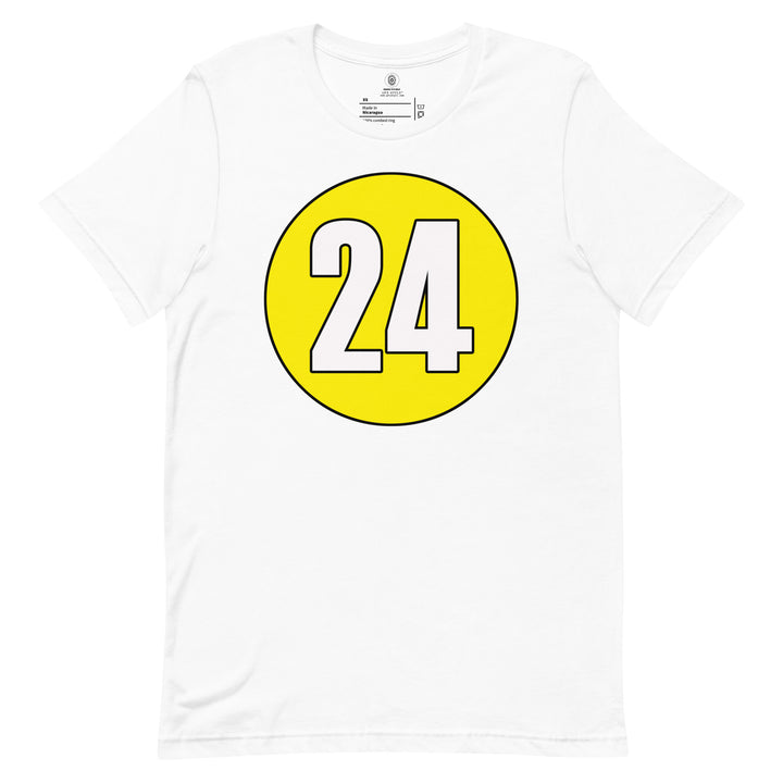 Unisex t-shirt: White on Yellow 24