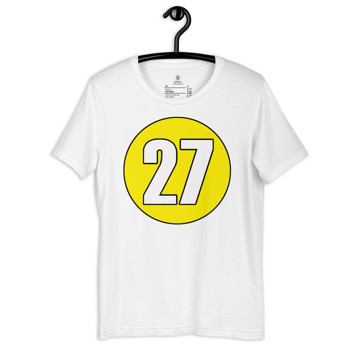 Unisex t-shirt: White on Yellow 27