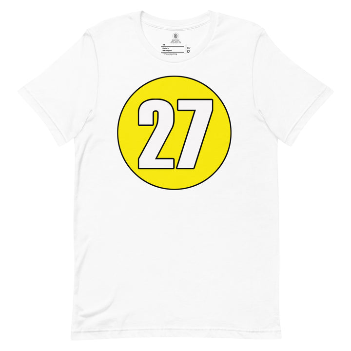 Unisex t-shirt: White on Yellow 27