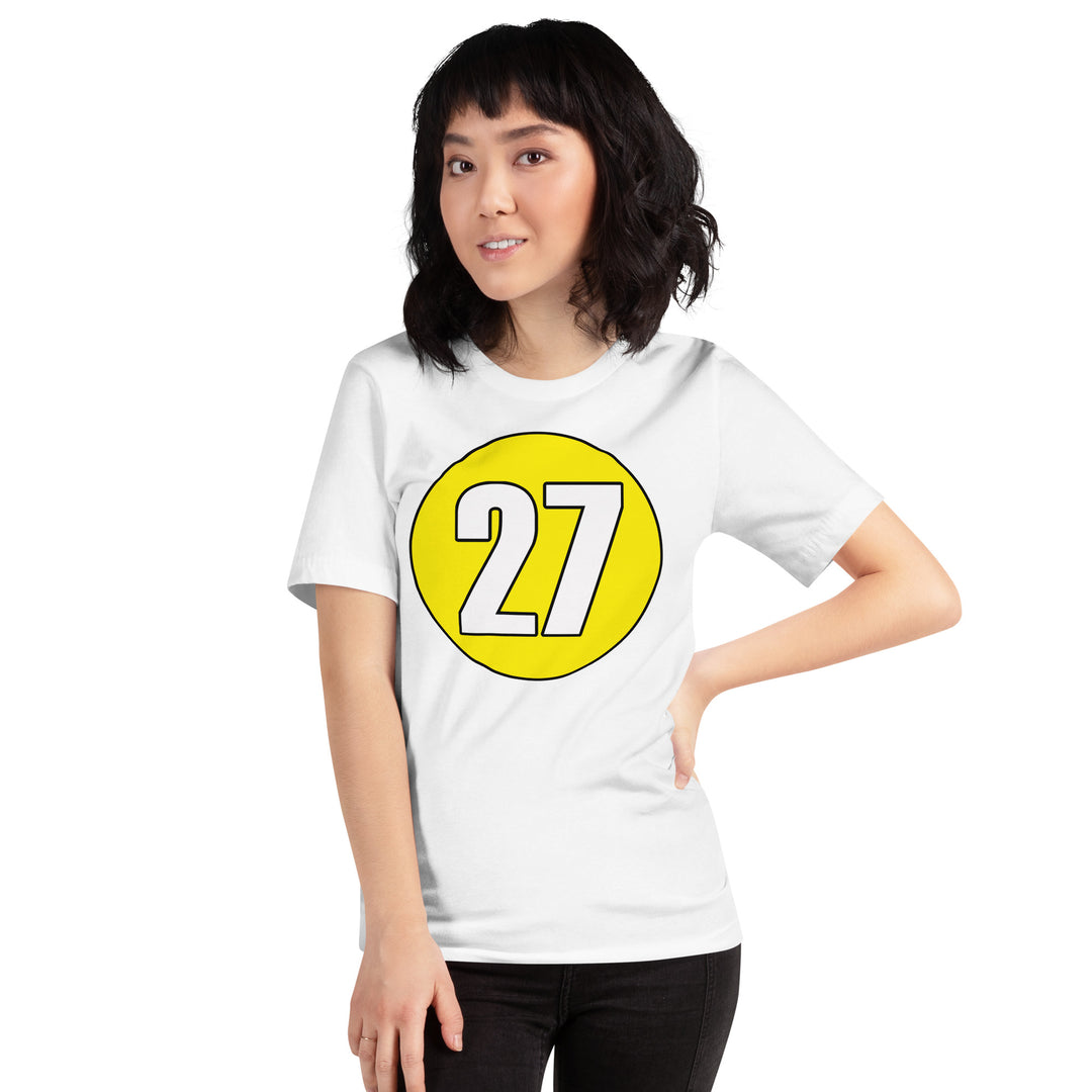 Unisex t-shirt: White on Yellow 27