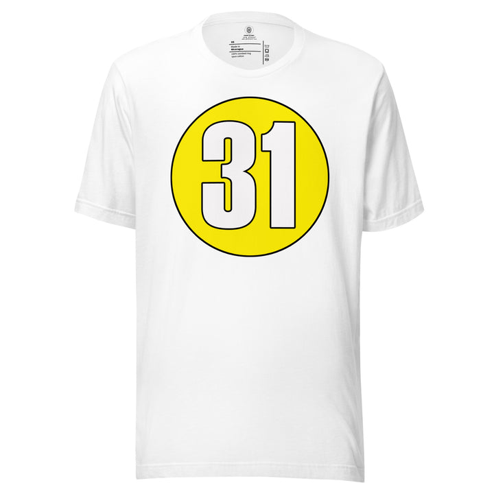 Unisex t-shirt: White on Yellow 31