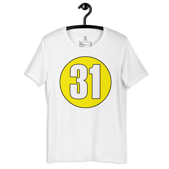 Unisex t-shirt: White on Yellow 31