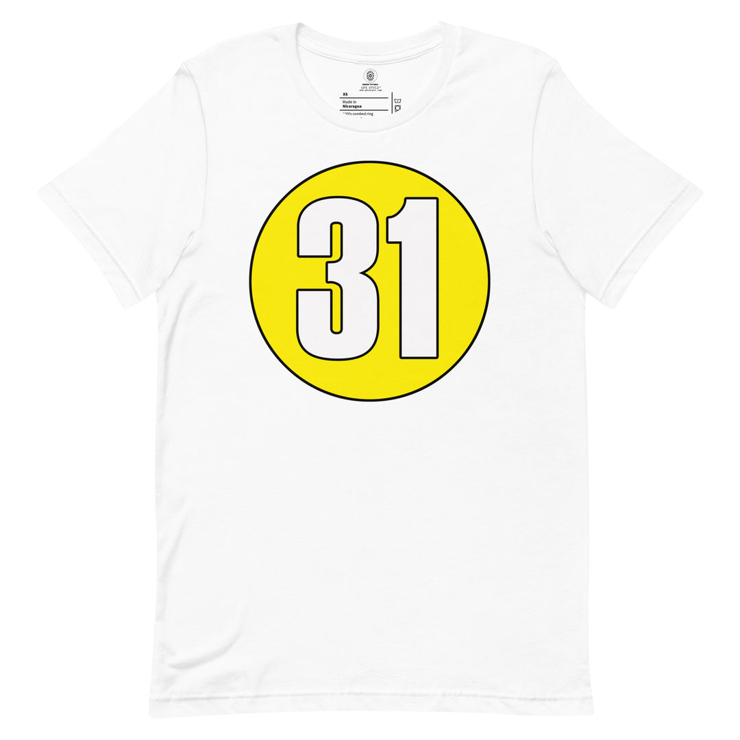 Unisex t-shirt: White on Yellow 31