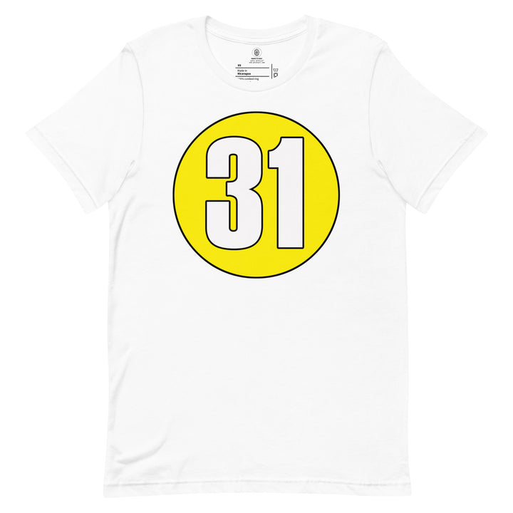 Unisex t-shirt: White on Yellow 31