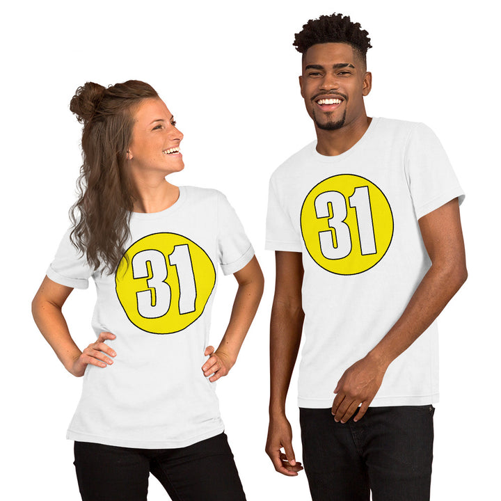 Unisex t-shirt: White on Yellow 31