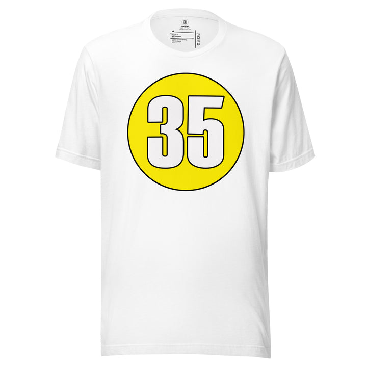 Unisex t-shirt: White on Yellow 35