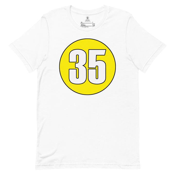 Unisex t-shirt: White on Yellow 35